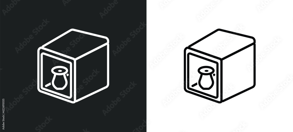 Poster light box outline icon in white and black colors. light box flat vector icon from photography collec
