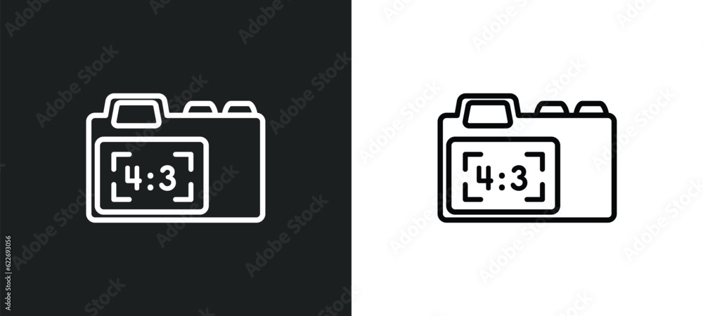 Poster aspect outline icon in white and black colors. aspect flat vector icon from photography collection f