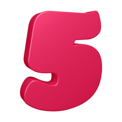 3d pink number 5 design for math, business and education concept 