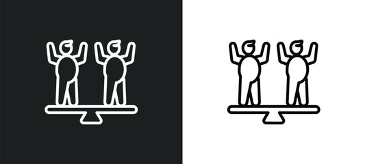 equality outline icon in white and black colors. equality flat vector icon from people skills collection for web, mobile apps and ui.