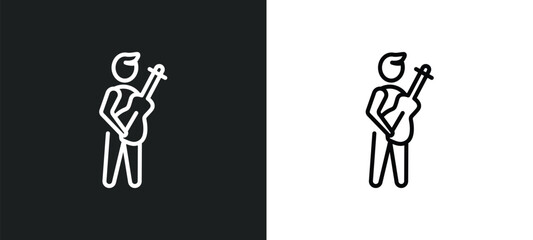 musician outline icon in white and black colors. musician flat vector icon from people skills collection for web, mobile apps and ui.