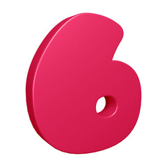 3d pink number 6 design for math, business and education concept 