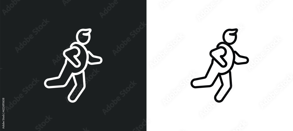 Poster runner outline icon in white and black colors. runner flat vector icon from people skills collection