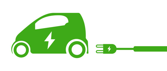 Electric Car Green Charging Vector Design