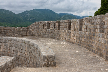 Ston, Croatia 05-06-2023.  View of Ston wall old fortress in Croatia.