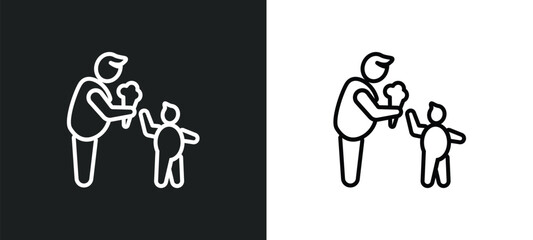 father and son outline icon in white and black colors. father and son flat vector icon from people collection for web, mobile apps ui.