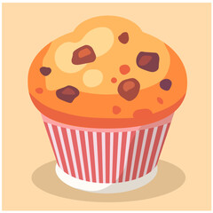 Cupcake with chocolate on a light background