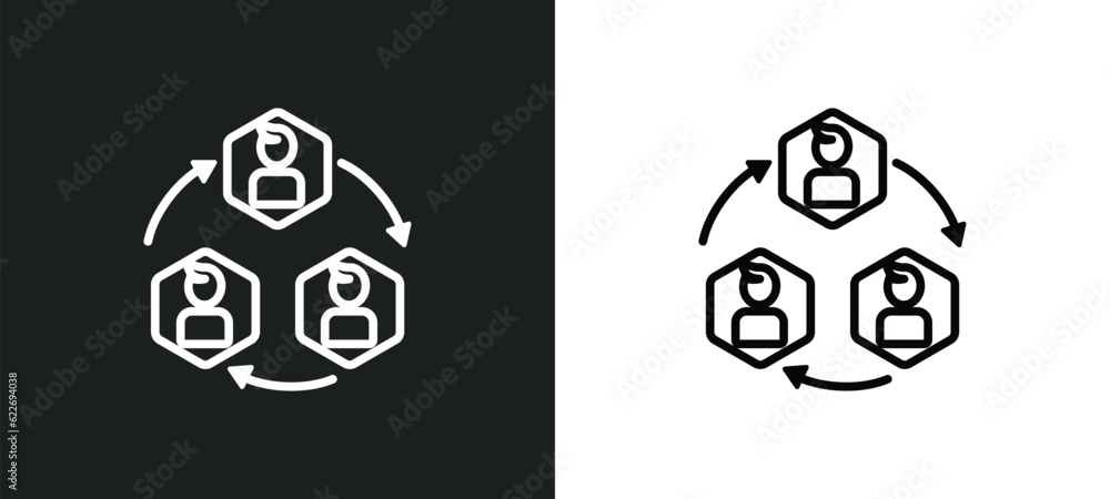 Poster relation outline icon in white and black colors. relation flat vector icon from people collection fo