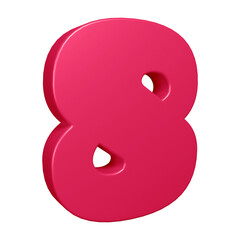 Fototapeta premium 3d pink number 8 design for math, business and education concept 