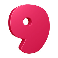3d pink number 9 design for math, business and education concept 