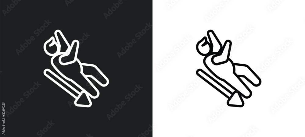 Poster slide down outline icon in white and black colors. slide down flat vector icon from people collectio