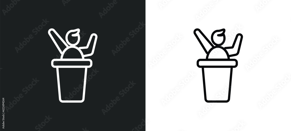 Poster classes outline icon in white and black colors. classes flat vector icon from people collection for 