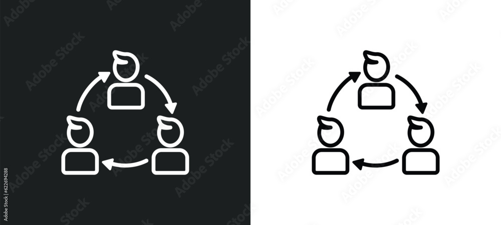Poster relations outline icon in white and black colors. relations flat vector icon from people collection 