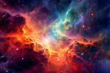 Fototapeta na wymiar vibrant starscape with nebulae, galaxies and star clusters