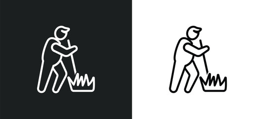 Fototapeta premium garderner outline icon in white and black colors. garderner flat vector icon from people collection for web, mobile apps and ui.