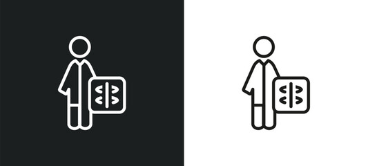 radiologist working outline icon in white and black colors. radiologist working flat vector icon from people collection for web, mobile apps and ui.