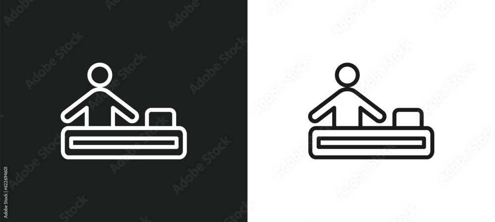 Poster assembler outline icon in white and black colors. assembler flat vector icon from people collection 