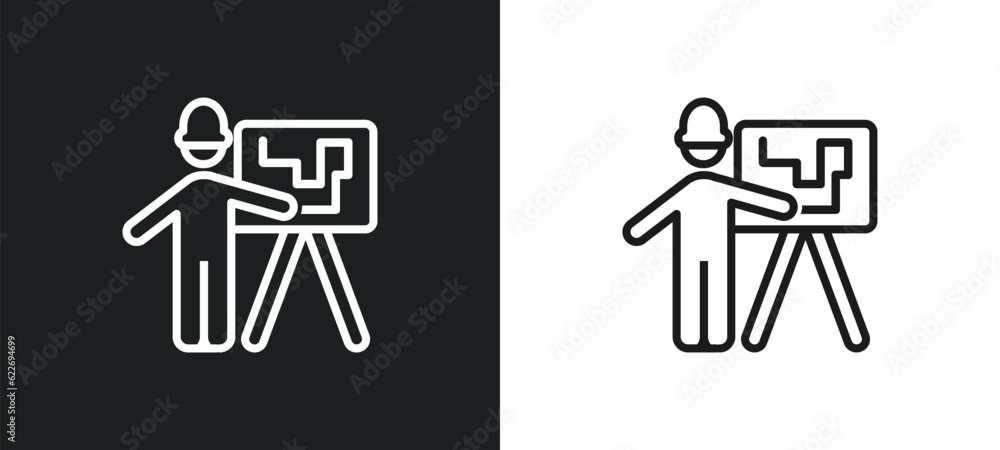 Poster architect outline icon in white and black colors. architect flat vector icon from people collection 