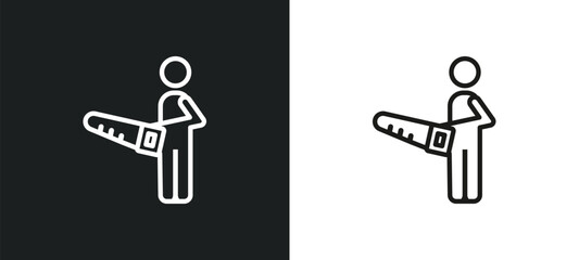 carpenter working outline icon in white and black colors. carpenter working flat vector icon from people collection for web, mobile apps and ui.