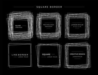 Collection of abstract line scribble square border frame design