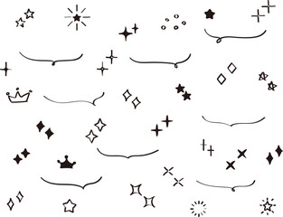 かわいい手書きのふきだし・キラキラセット　Handwritten speech bubble and shining illustration set
