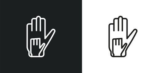 Obraz premium hand of an adult outline icon in white and black colors. hand of an adult flat vector icon from people collection for web, mobile apps and ui.