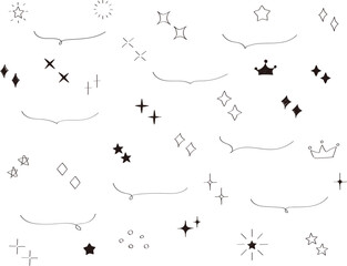 かわいい手書きのふきだし・キラキラセット　Handwritten speech bubble and shining illustration set