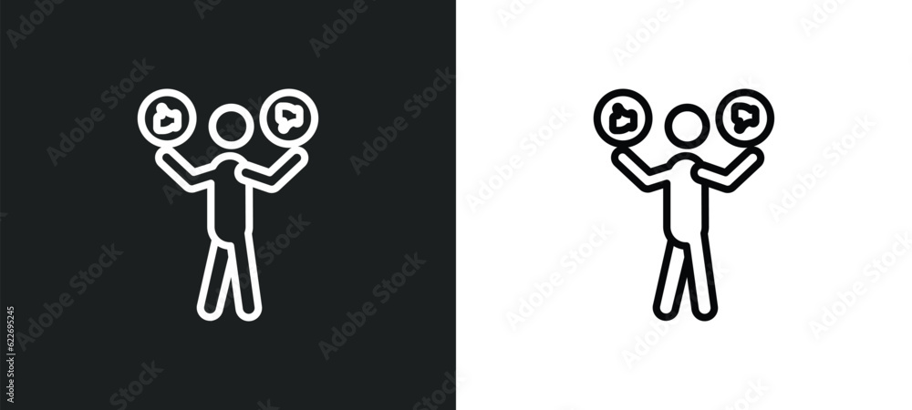 Poster preference outline icon in white and black colors. preference flat vector icon from people collectio
