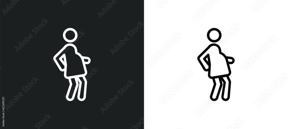 Poster pregnant priority outline icon in white and black colors. pregnant priority flat vector icon from pe
