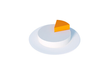 Revenue 3d rendering, orange piece of pie chart isolated on transparent background
