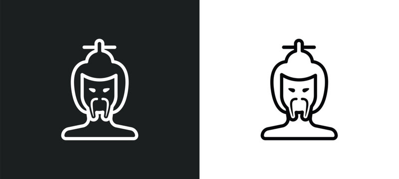 chinese man outline icon in white and black colors. chinese man flat vector icon from people collection for web, mobile apps and ui.