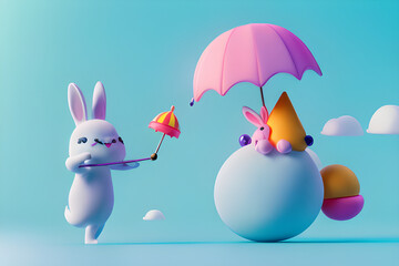 rabbit with umbrella Generative AI