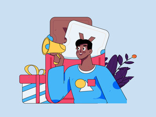 Holiday Shopping E-Commerce Online Shopping People Flat Vector Concept Operation Hand Drawn Illustration

