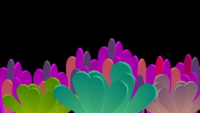 Animation of a sea anemones with black background, ocean.