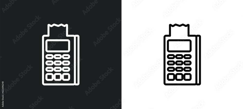 Wall mural point of service outline icon in white and black colors. point of service flat vector icon from paym