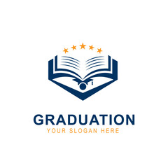 College, Graduate, Campus, Education logo design with books vector illustration