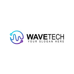 wave tech concept logo design template