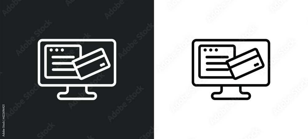 Poster web payment outline icon in white and black colors. web payment flat vector icon from payment collec