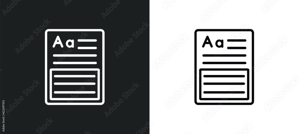 Poster paragraph aa outline icon in white and black colors. paragraph aa flat vector icon from other collec