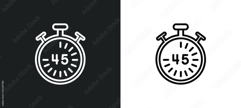 Poster digital number 45 outline icon in white and black colors. digital number 45 flat vector icon from ot
