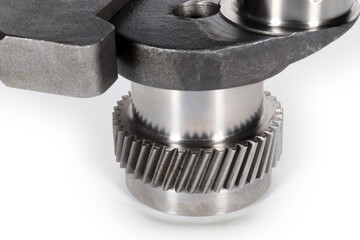 Crankshaft close-up photo. Industrial background.