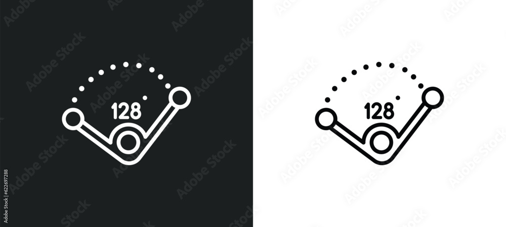 Poster obtuse angle of 135 degrees outline icon in white and black colors. obtuse angle of 135 degrees flat