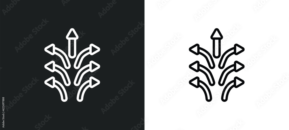 Poster seven outline icon in white and black colors. seven flat vector icon from orientation collection for