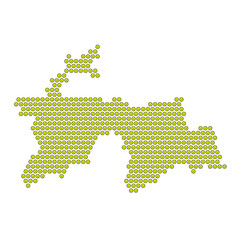 Map of the country of Tajikistan with a sad smiley emoticon icon texture on a white background