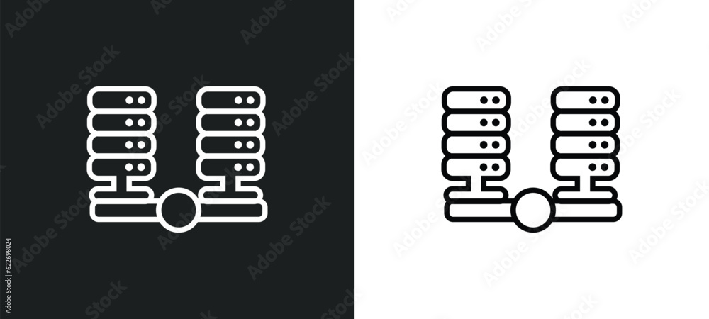Poster balancing data outline icon in white and black colors. balancing data flat vector icon from networki
