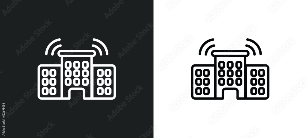 Poster school network outline icon in white and black colors. school network flat vector icon from networki