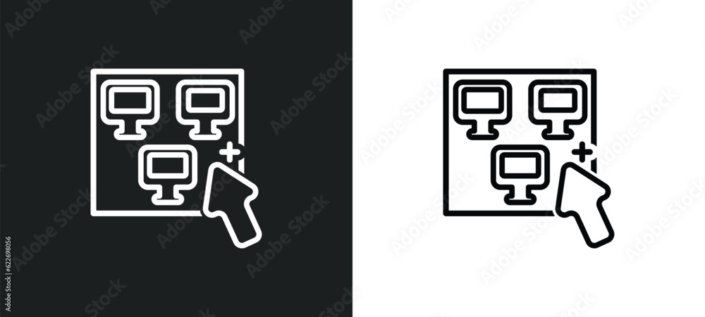 Poster group selection outline icon in white and black colors. group selection flat vector icon from networ