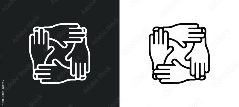 Poster arms outline icon in white and black colors. arms flat vector icon from networking collection for we