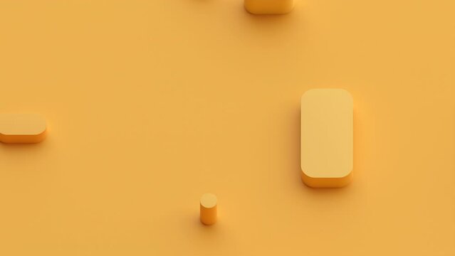 Abstract 3d animation, yellow geometric background, 4k seamless looped video