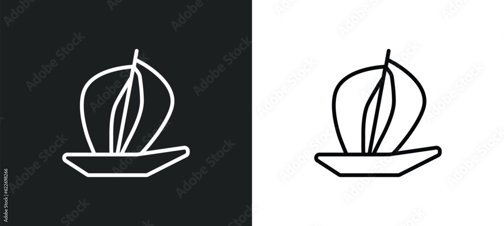 Poster windsail outline icon in white and black colors. windsail flat vector icon from nautical collection 